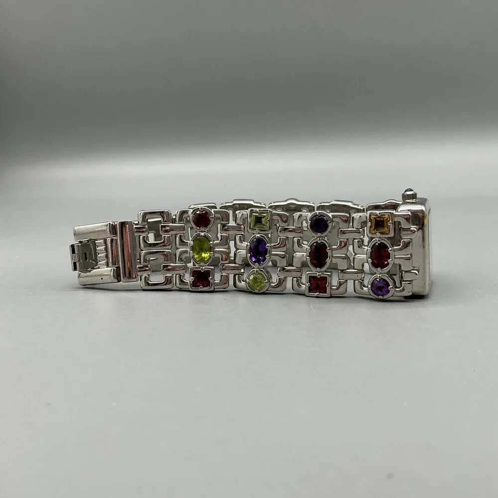 Marcel Drucker Womens Watch 22mm MOP Dial Silver Tone Crystals New Battery 8